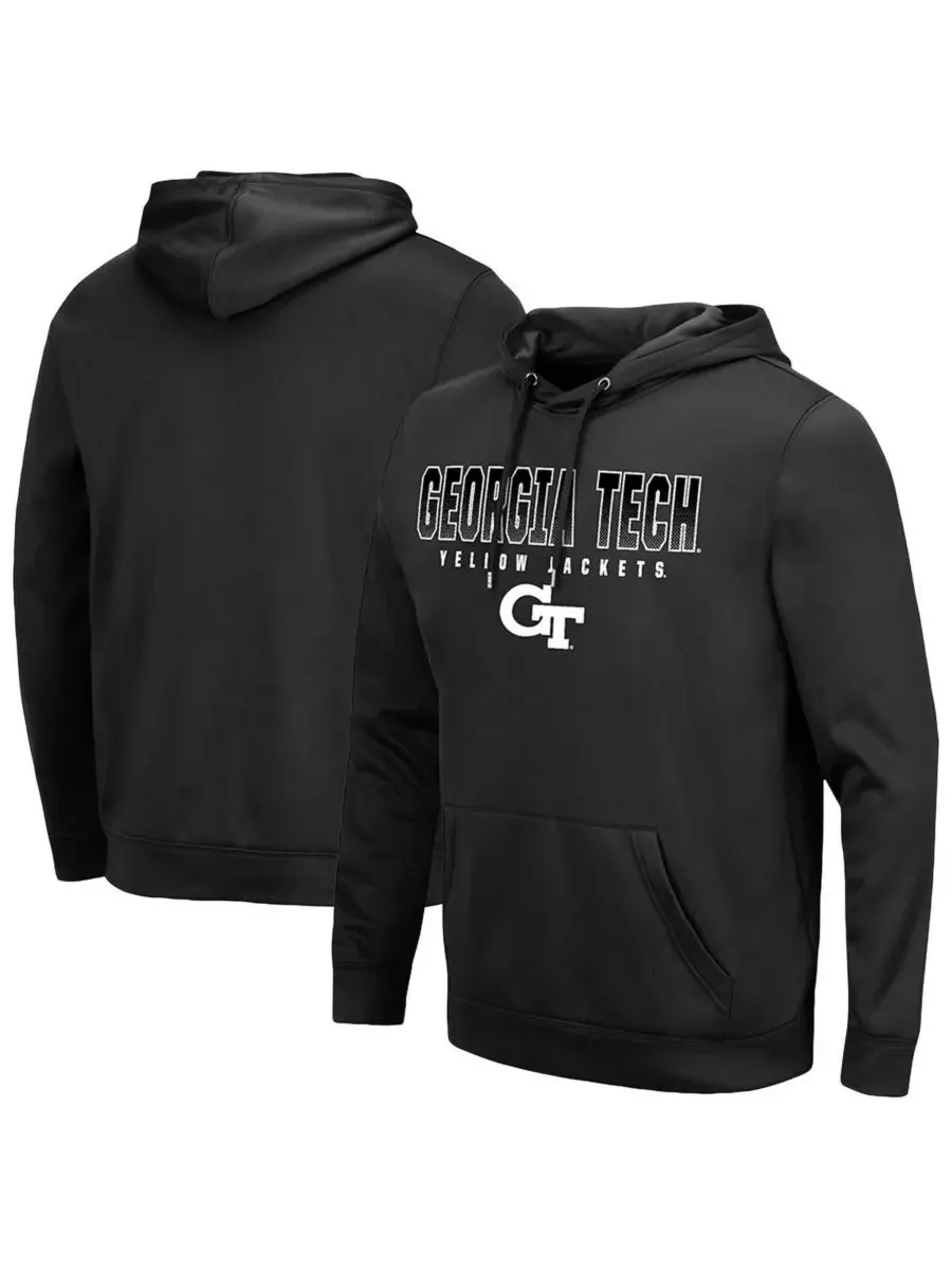 Colosseum Мужская черная толстовка Georgia Tech Yellow Jackets Blackout 3.0 — изображение 1 из 3, черный
