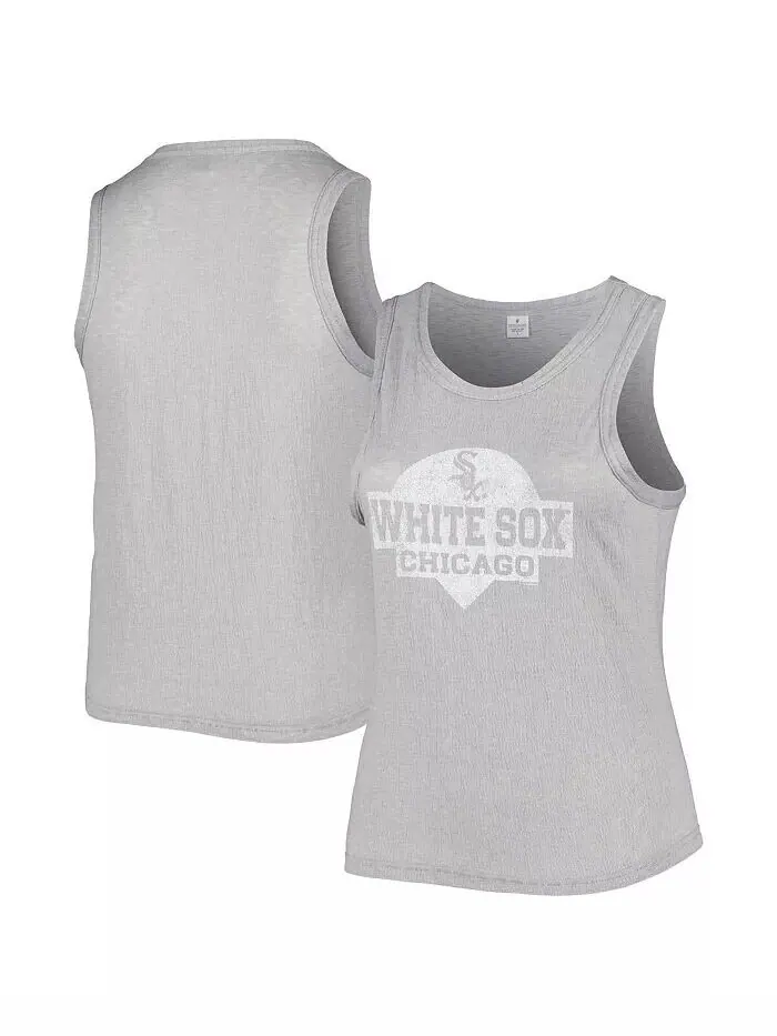 Женская серая майка Chicago White Sox большого размера с высоким воротом, тройная смесь, майка Soft