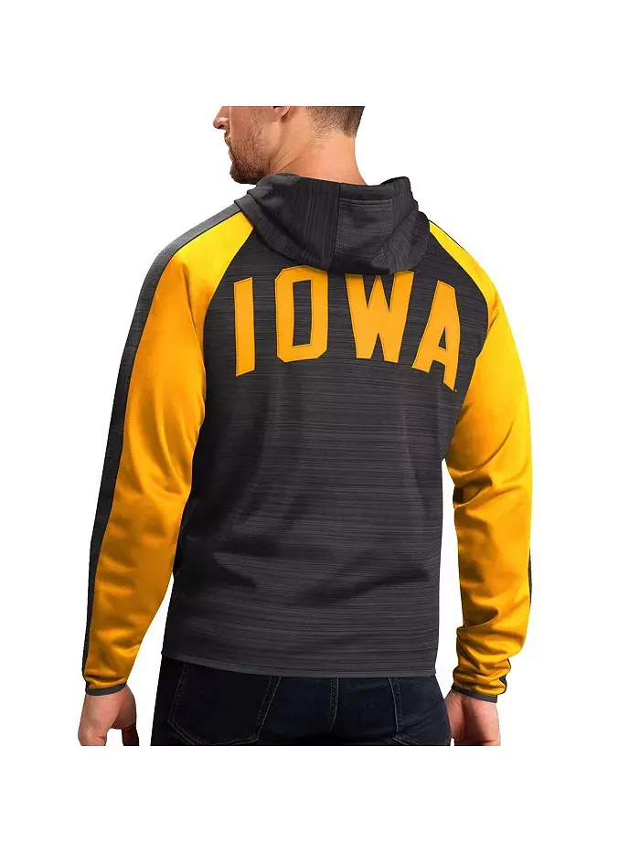 Мужская черная толстовка с капюшоном Iowa Hawkeyes Neutral Zone на молнии реглан G-III Sports by — изображение 2 из 2