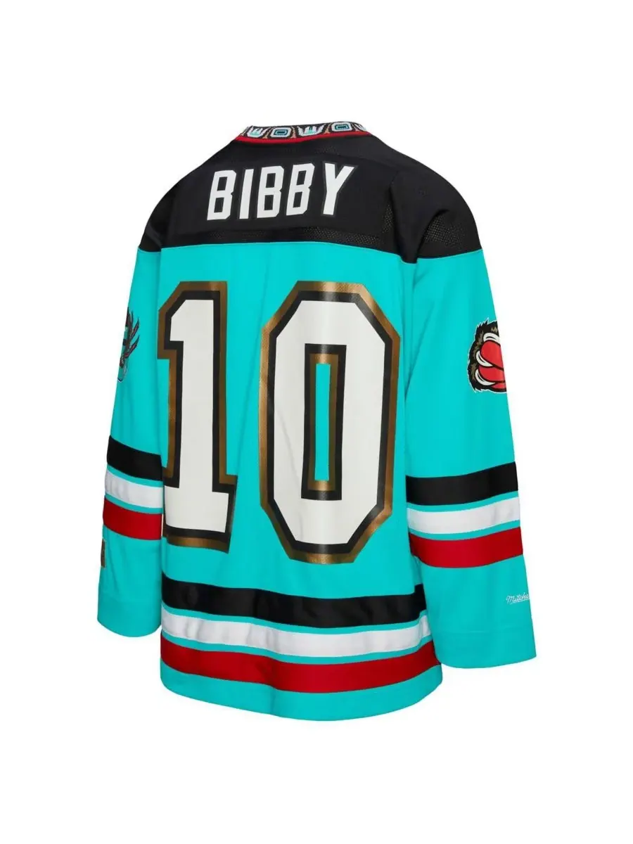 Mitchell & Ness Мужская и женская бирюзовая хоккейная майка Майка Бибби, Vancouver Grizzlies, с — изображение 2 из 3