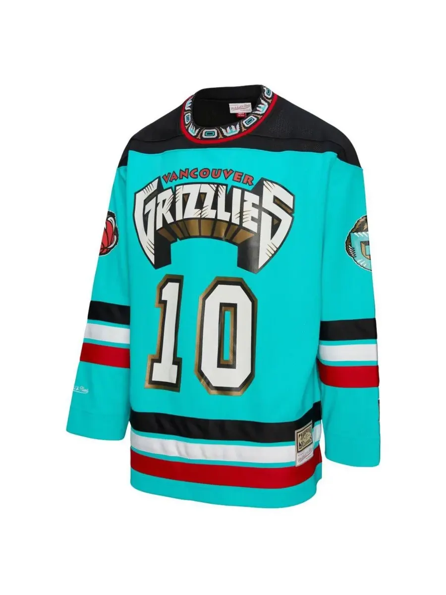 Mitchell & Ness Мужская и женская бирюзовая хоккейная майка Майка Бибби, Vancouver Grizzlies, с — изображение 3 из 3