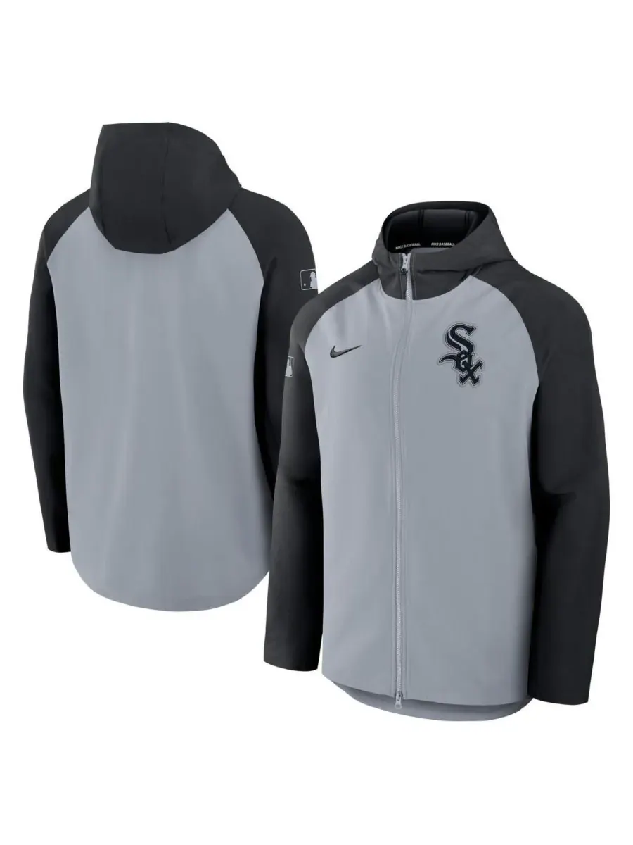 Nike Мужская серо-черная куртка-реглан на молнии из коллекции Chicago White Sox Authentic Collection — изображение 1 из 3