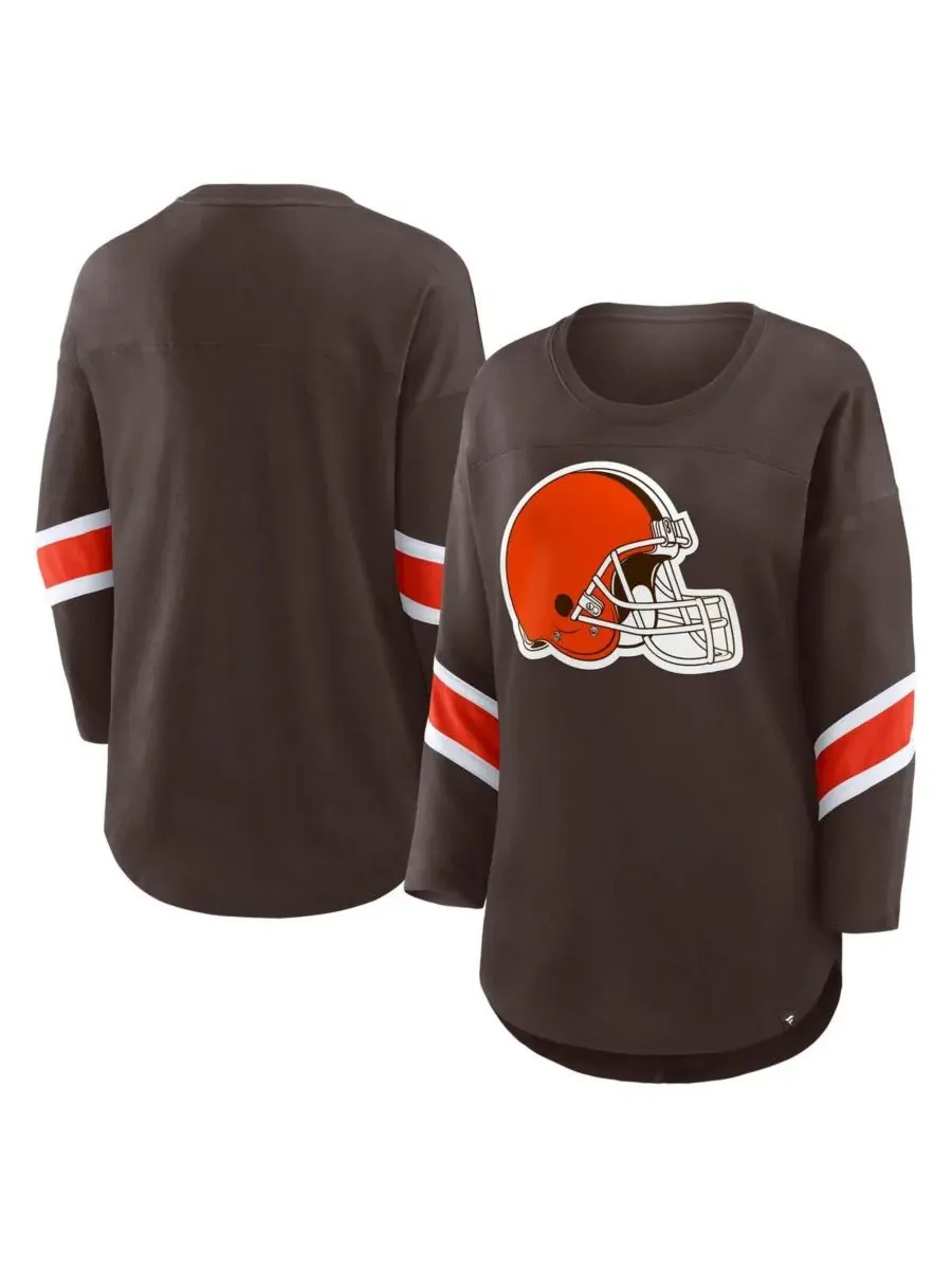 Fanatics Женская коричневая футболка Cleveland Browns Redzone с рукавами 3/4 — изображение 1 из 3, коричневый