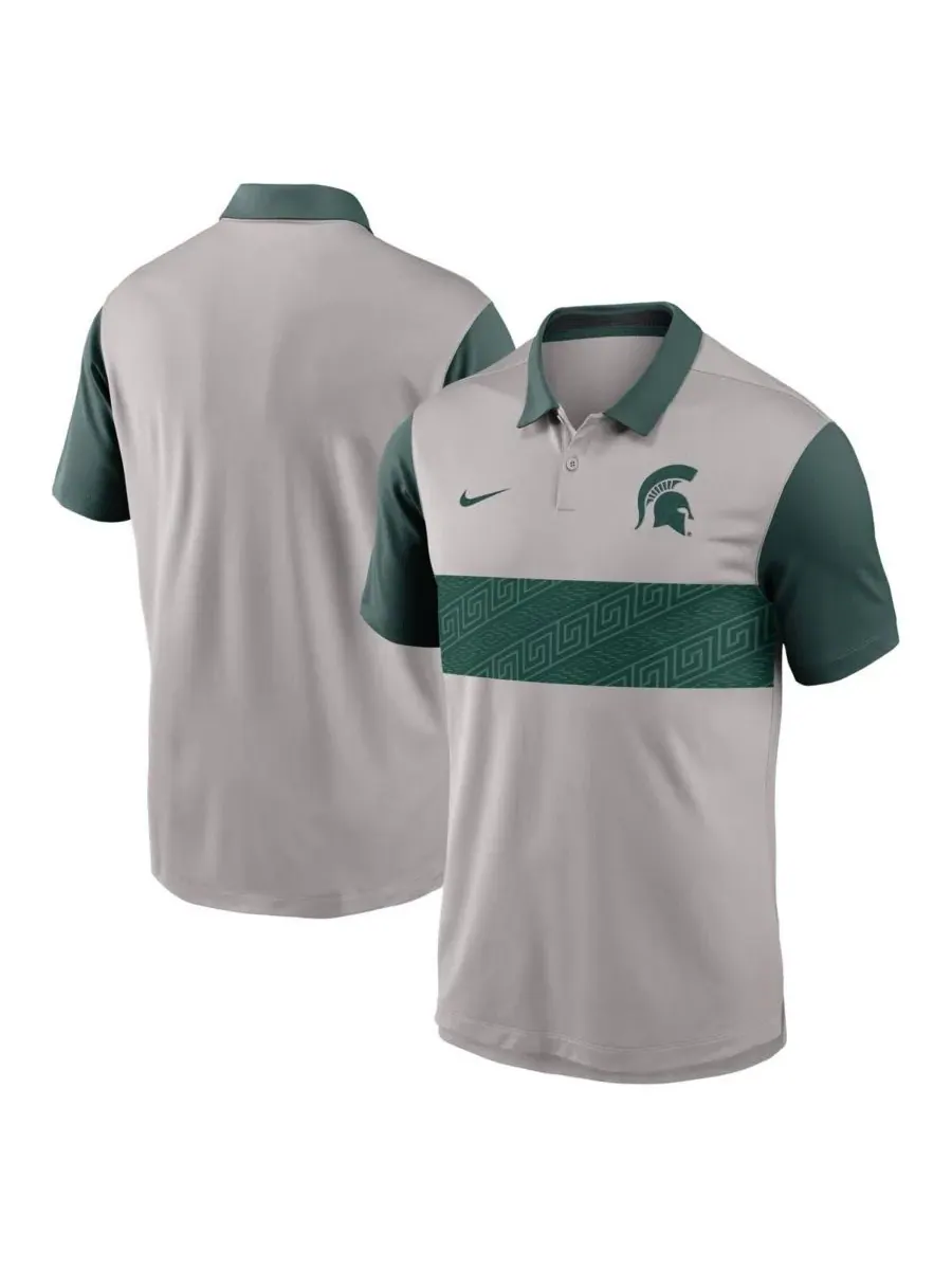 Nike Мужская серо-зеленая поло-рубашка Michigan State Spartans Vapor Performance — изображение 1 из 3, серый зеленый