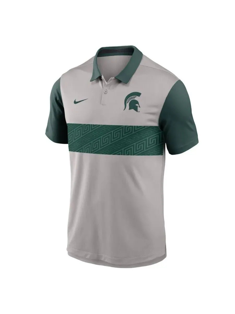 Nike Мужская серо-зеленая поло-рубашка Michigan State Spartans Vapor Performance — изображение 2 из 3, серый зеленый