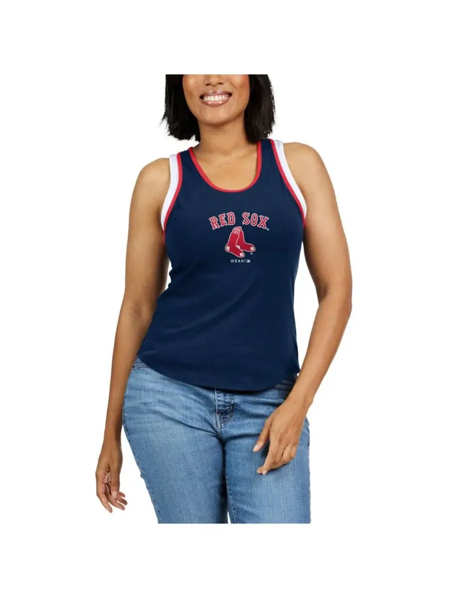 WEAR by Erin Andrews Женская темно-синяя майка-борцовка Boston Red Sox с цветными блоками — изображение 2 из 4, темно-синий