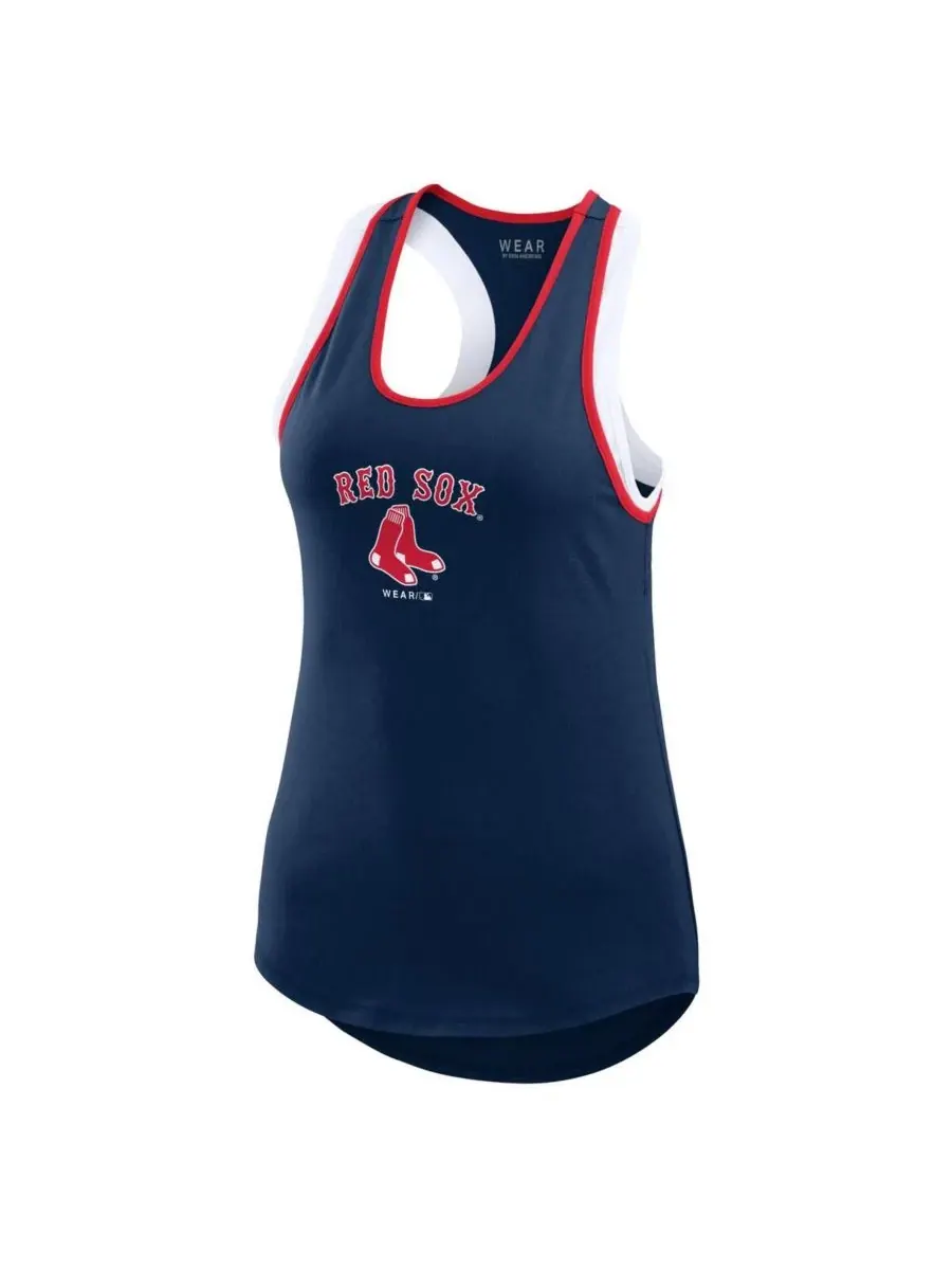 WEAR by Erin Andrews Женская темно-синяя майка-борцовка Boston Red Sox с цветными блоками — изображение 3 из 4, темно-синий