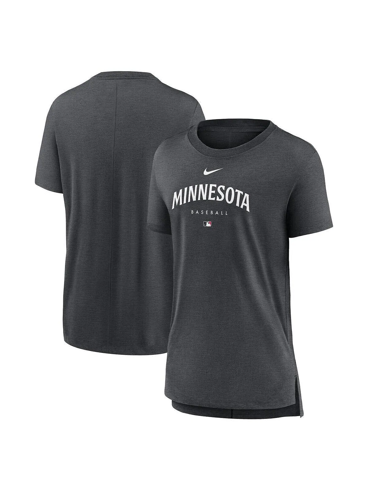 Женская футболка Minnesota Twins Heather Charcoal Authentic Collection Early Work Tri-Blend Nike — изображение 1 из 3