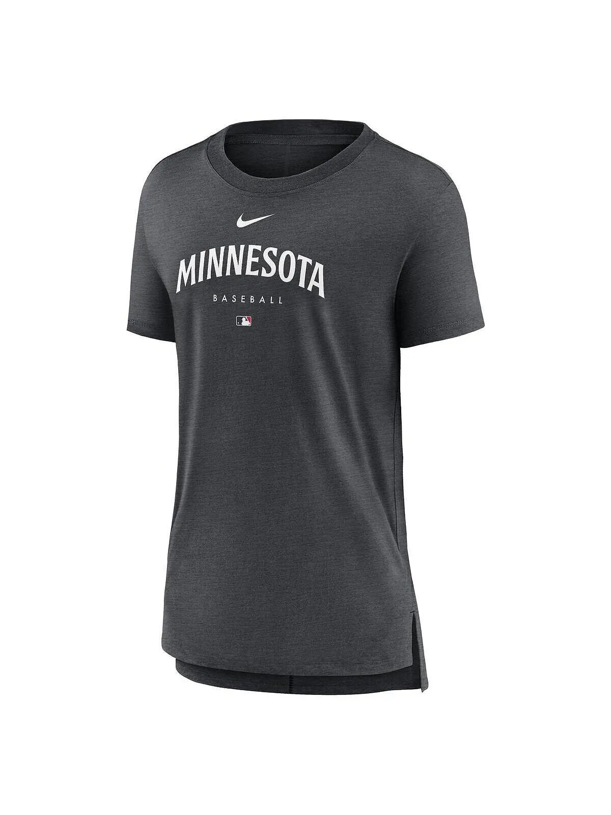 Женская футболка Minnesota Twins Heather Charcoal Authentic Collection Early Work Tri-Blend Nike — изображение 2 из 3