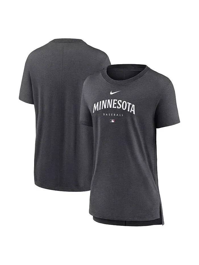 Женская футболка Minnesota Twins Heather Charcoal Authentic Collection Early Work Tri-Blend Nike — изображение 1 из 3
