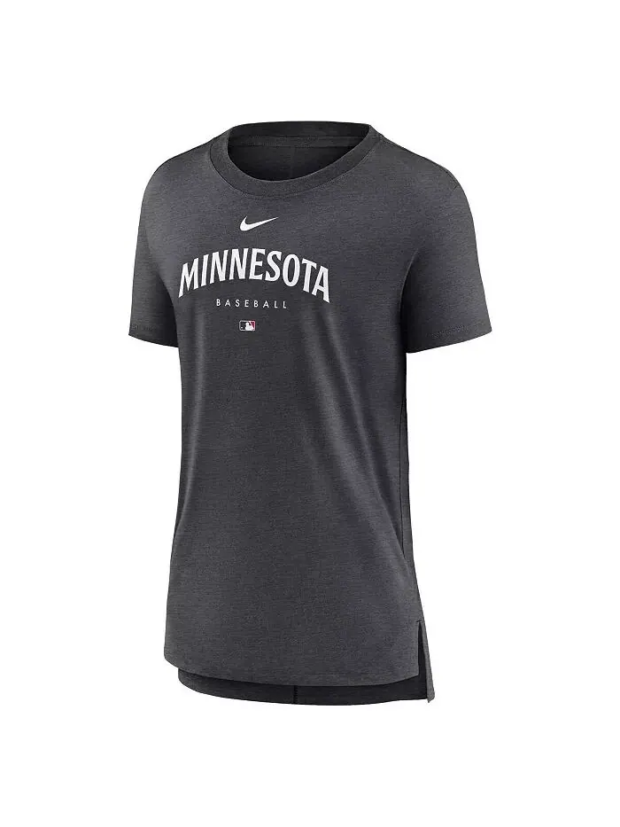 Женская футболка Minnesota Twins Heather Charcoal Authentic Collection Early Work Tri-Blend Nike — изображение 2 из 3
