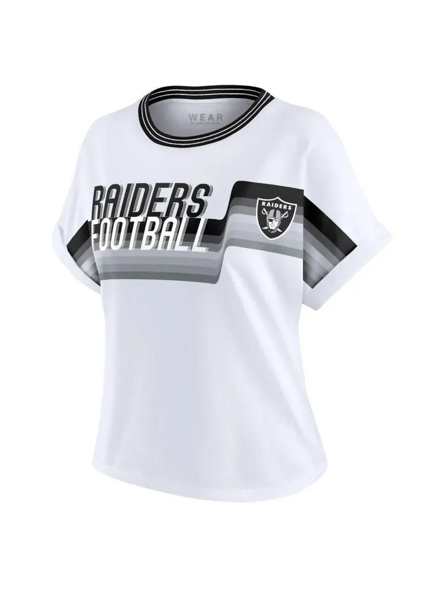 WEAR by Erin Andrews Женская белая укороченная футболка Las Vegas Raiders с центральной полосой и — изображение 2 из 3, белый