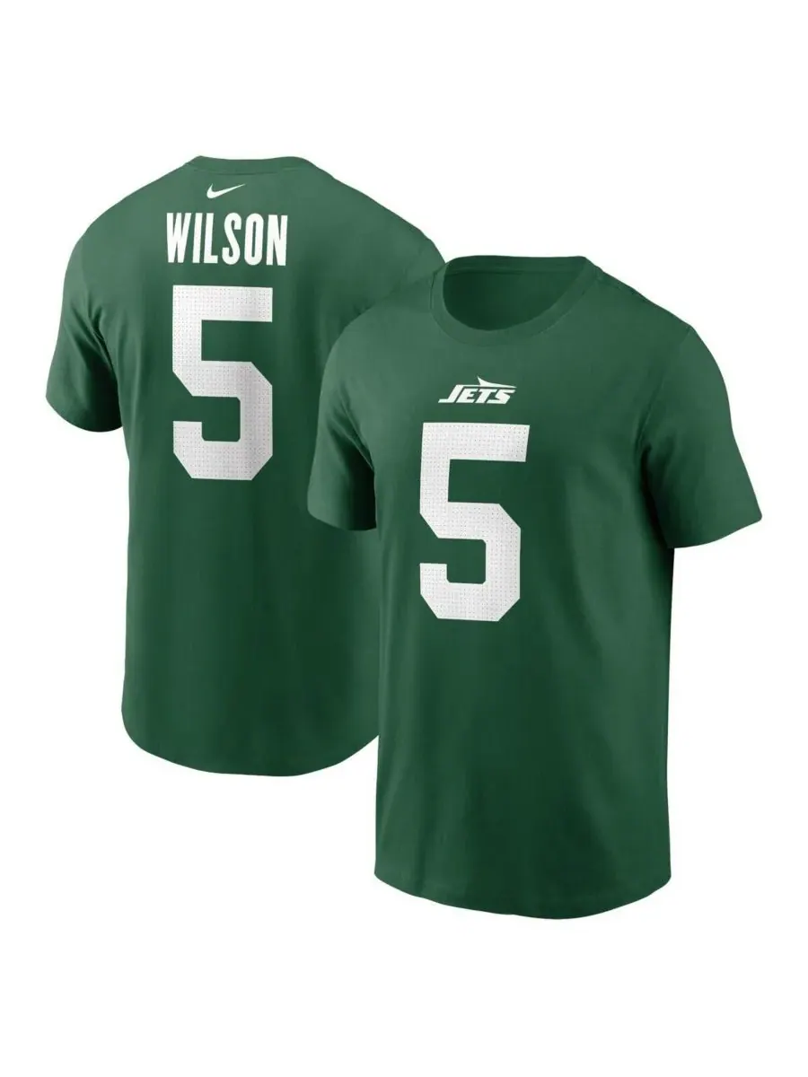 Nike Мужская зеленая футболка Garrett Wilson с номером игрока команды New York Jets — изображение 1 из 3, зеленый