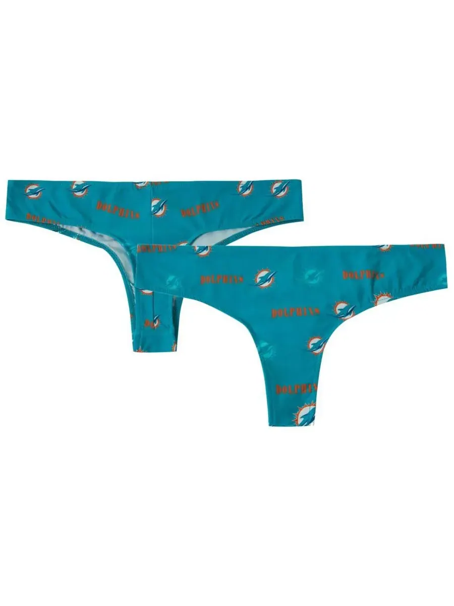 Женские стринги Aqua Miami Dolphins с мозаичным принтом по всей поверхности Concepts Sport — изображение 1 из 3, голубой