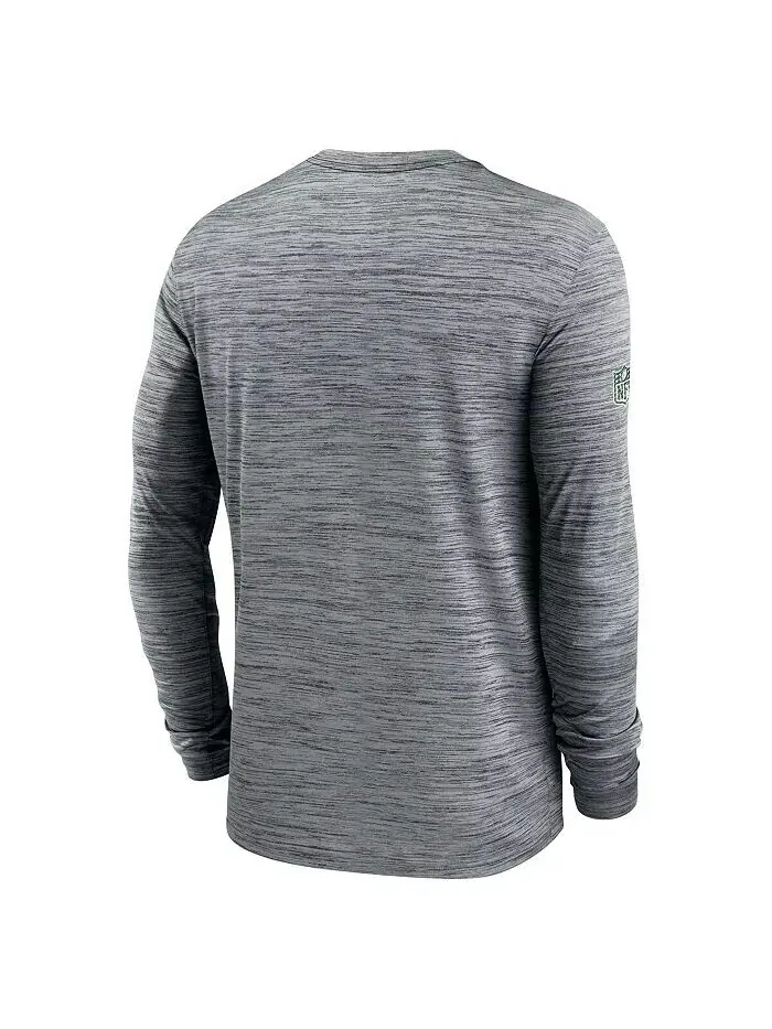 Мужская серая футболка New York Jets 2024 Sideline Velocity Performance с длинным рукавом Nike — изображение 2 из 3