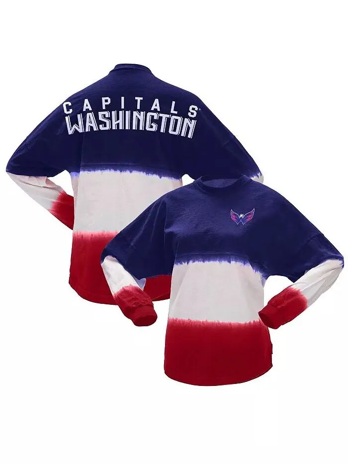 Женская темно-синяя красная футболка Washington Capitals Ombre с длинным рукавом Spirit Jersey