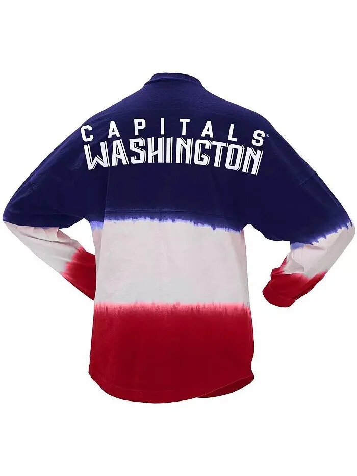 Женская темно-синяя красная футболка Washington Capitals Ombre с длинным рукавом Spirit Jersey — изображение 2 из 3