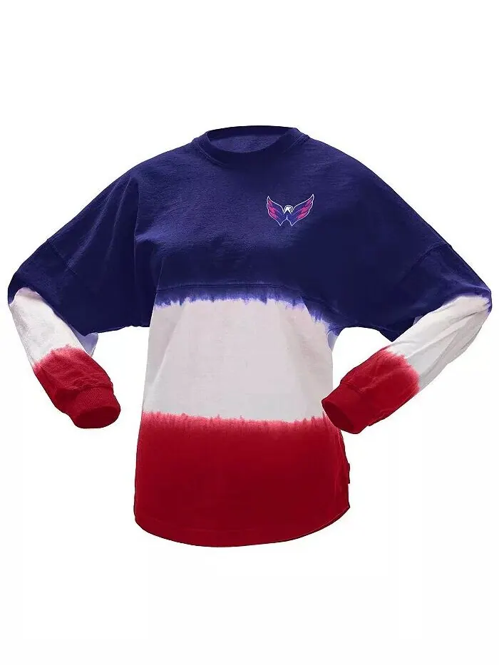 Женская темно-синяя красная футболка Washington Capitals Ombre с длинным рукавом Spirit Jersey — изображение 3 из 3