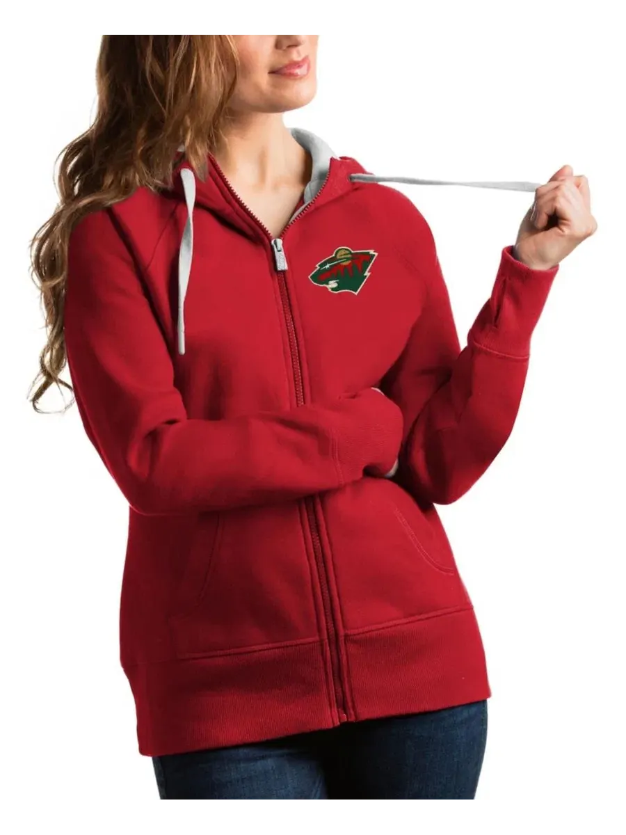 Женская красная толстовка на молнии Minnesota Wild Victory Antigua — изображение 1 из 1, красный