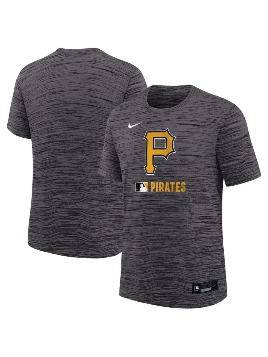 Футболка Big Boys and Girls Black Pittsburgh Pirates Authentic Collection Velocity Performance Nike — изображение 1 из 3