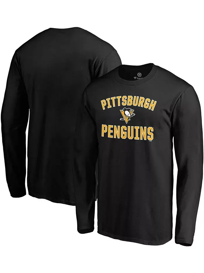 Мужская черная футболка с длинным рукавом Pittsburgh Penguins Team Victory Arch Fanatics — изображение 1 из 3