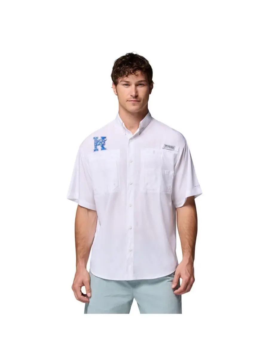 Columbia Мужская белая рубашка на пуговицах Kentucky Wildcats Tamiami Omni-Shade — изображение 1 из 5, белый