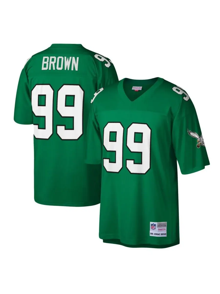 Mitchell & Ness Мужская реплика футболки Jerome Brown Kelly Green Philadelphia Eagles Legacy — изображение 1 из 3, зеленый