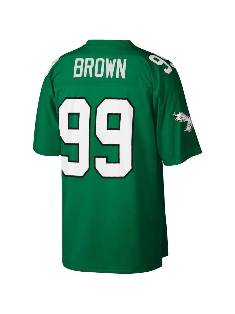 Mitchell & Ness Мужская реплика футболки Jerome Brown Kelly Green Philadelphia Eagles Legacy — изображение 2 из 3, зеленый