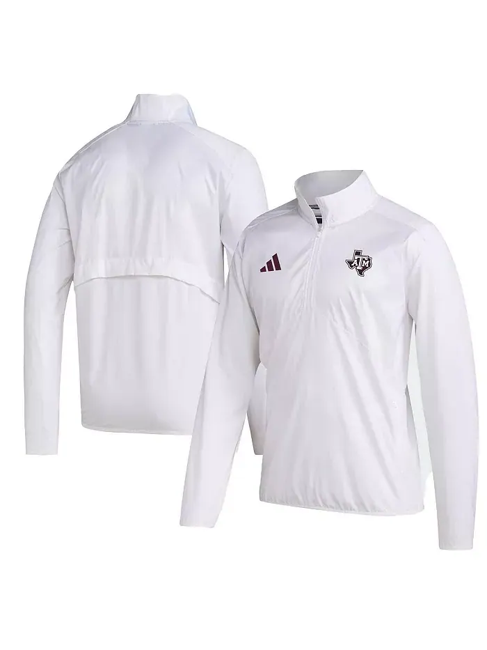Мужская белая куртка Texas A&M Aggies Sideline AEROREADY с рукавом реглан и молнией до середины