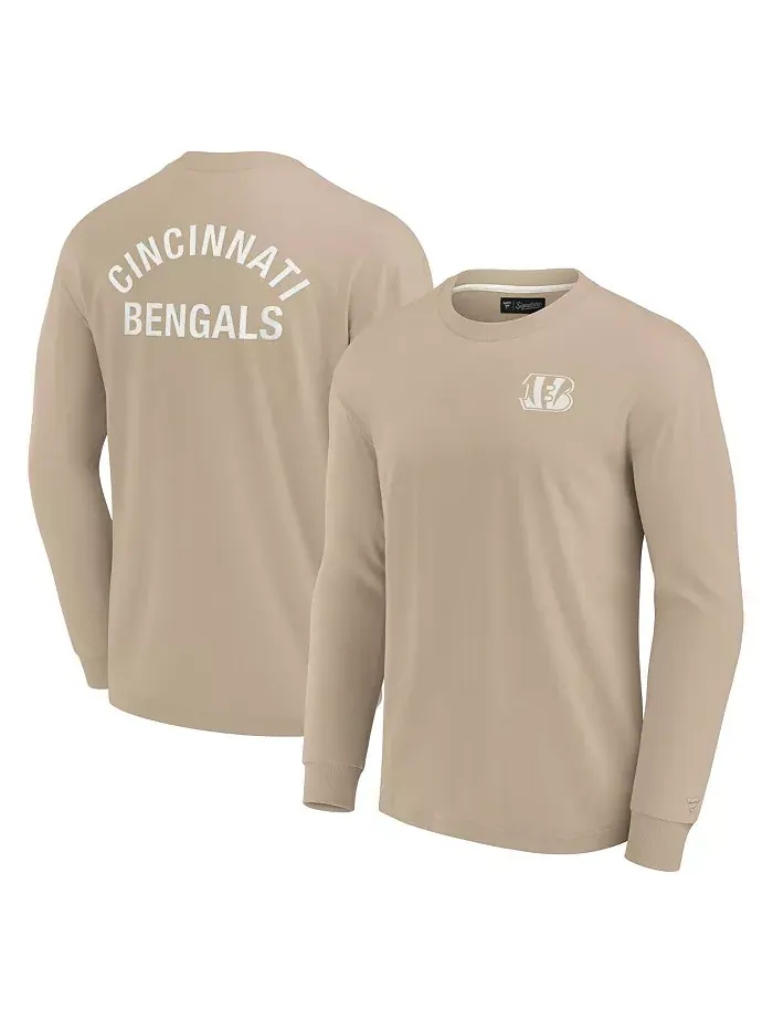 Мужская и женская супермягкая футболка с длинным рукавом Cincinnati Bengals Elements цвета хаки — изображение 1 из 3