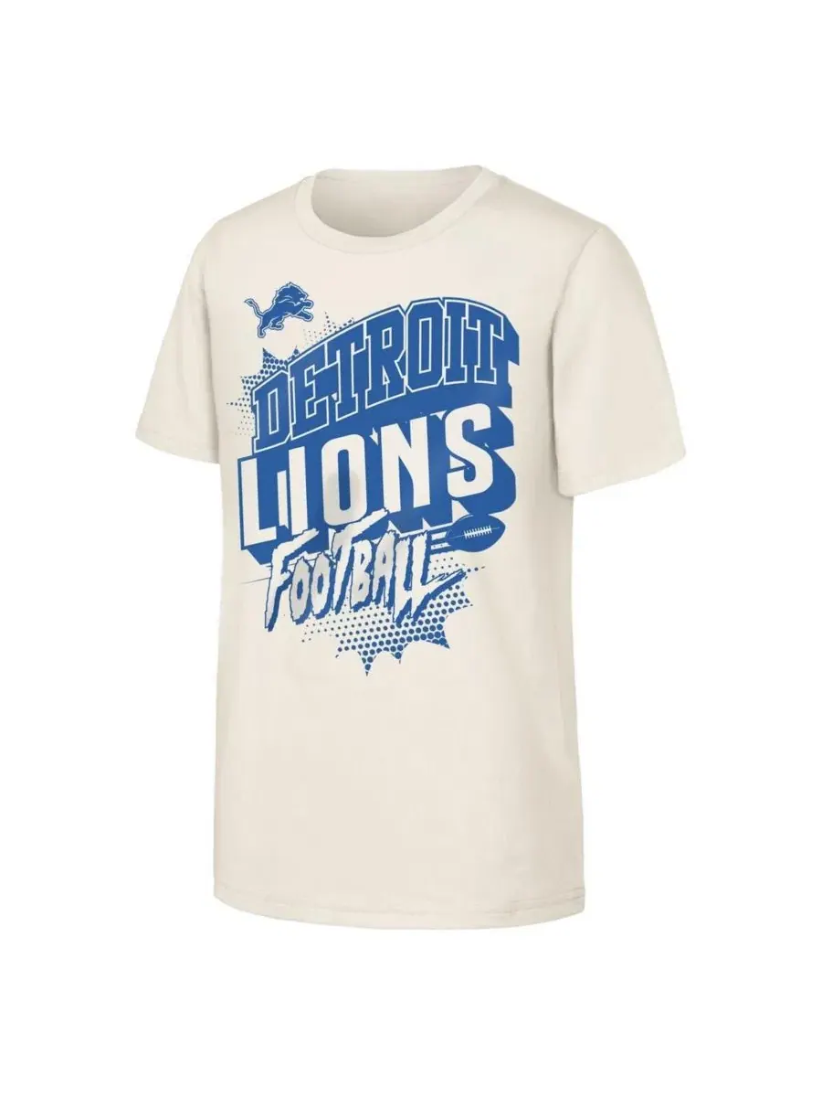 Футболка Big Boys and Girls Natural Detroit Lions Action Comic Outerstuff — изображение 1 из 1, прозрачный