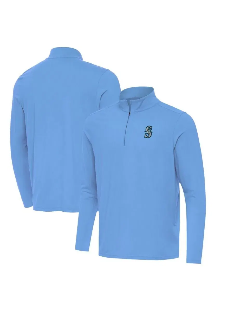 Мужская куртка-четверть с молнией Intent Powder Blue Seattle Mariners Antigua — изображение 1 из 3, синий