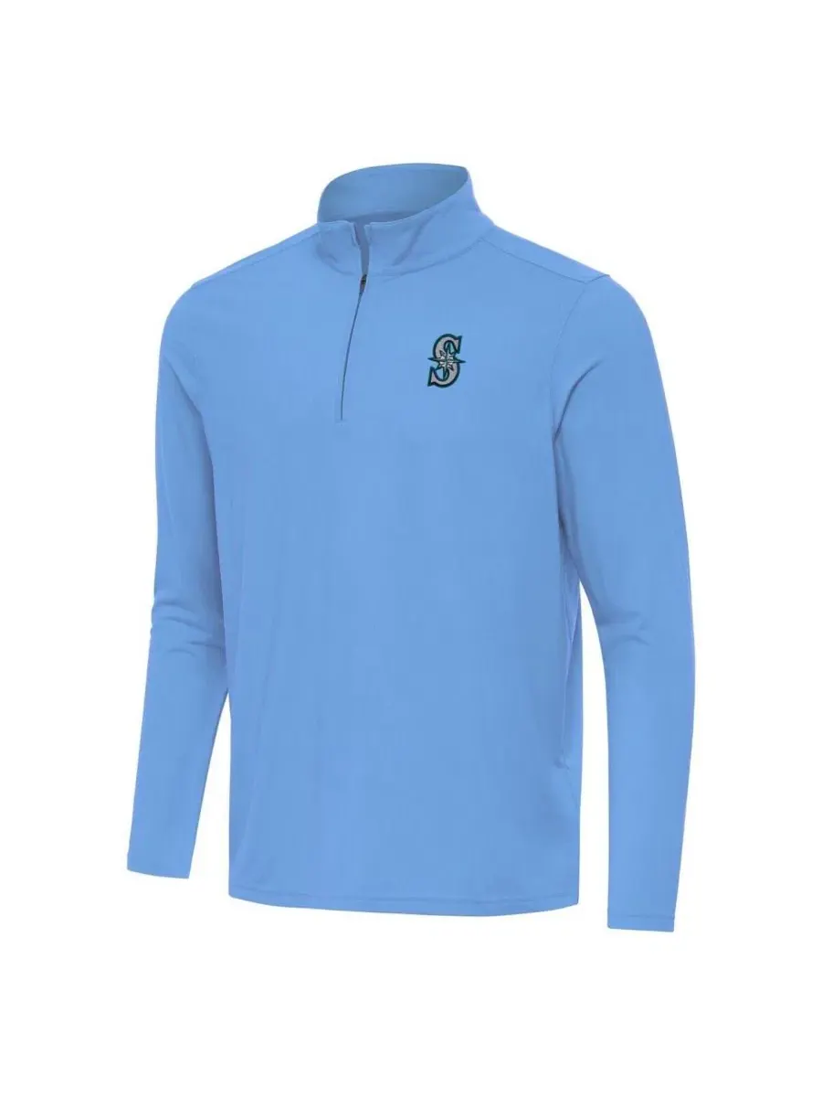 Мужская куртка-четверть с молнией Intent Powder Blue Seattle Mariners Antigua — изображение 2 из 3, синий