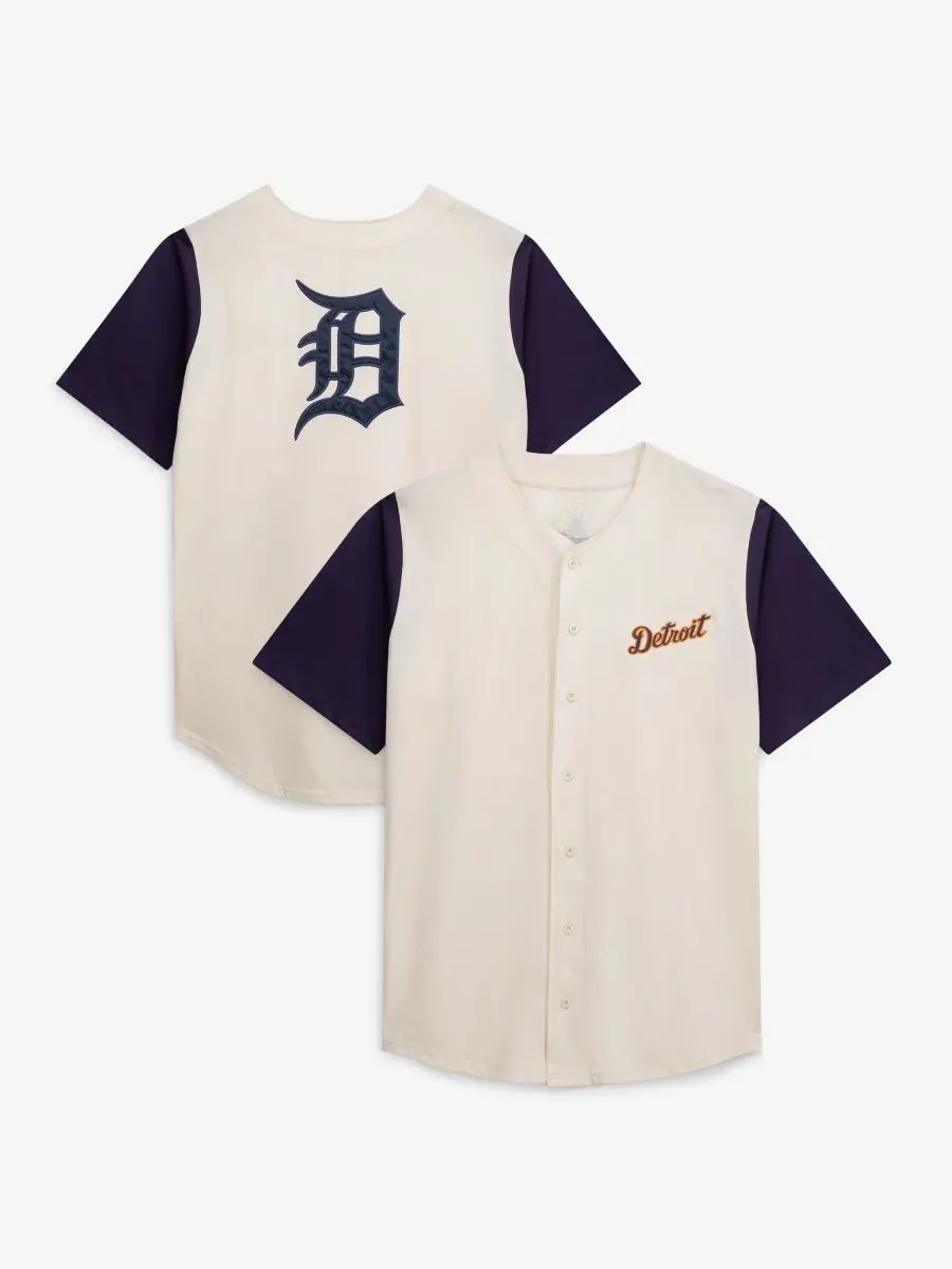 Джерси с полной застежкой на пуговицы Detroit Tigers Big Tall Fanatics — изображение 1 из 5, бежевый