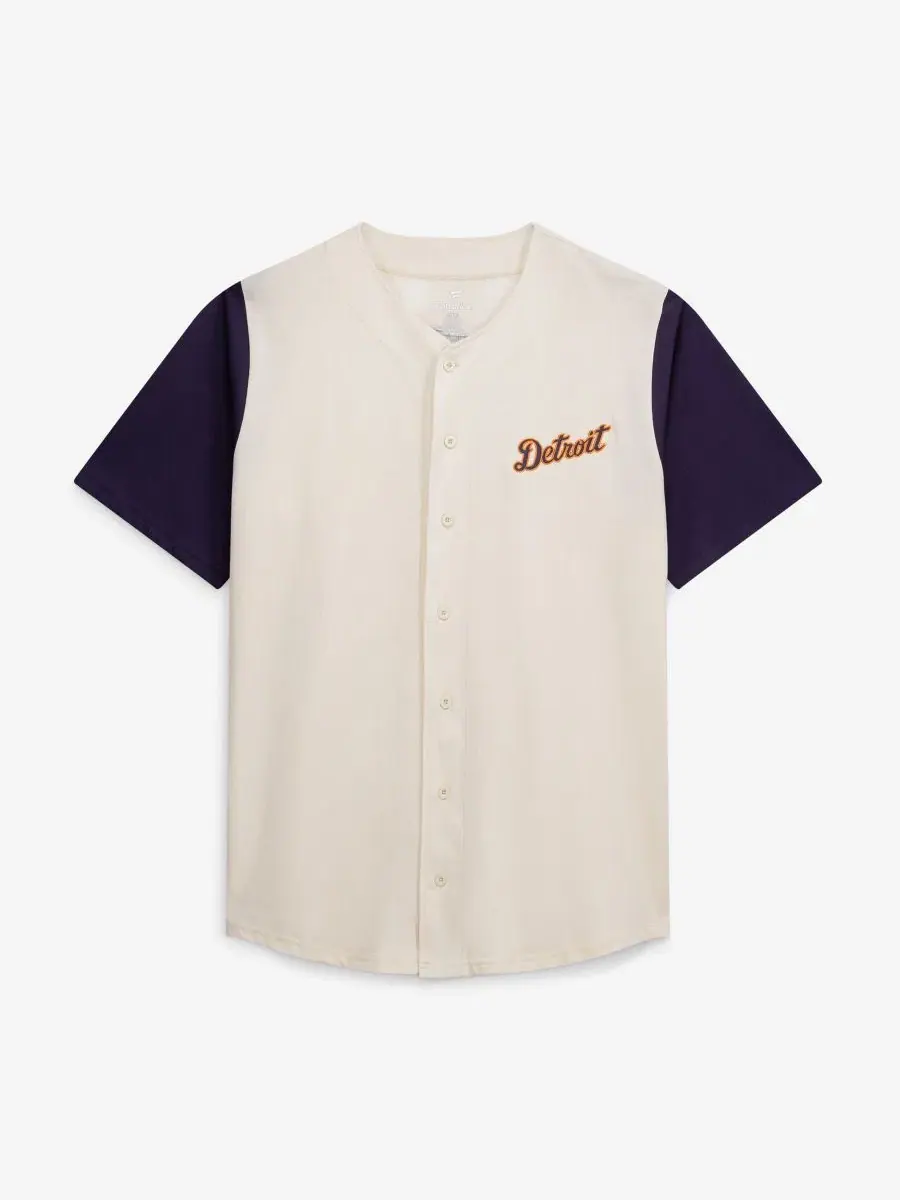 Джерси с полной застежкой на пуговицы Detroit Tigers Big Tall Fanatics — изображение 5 из 5, бежевый