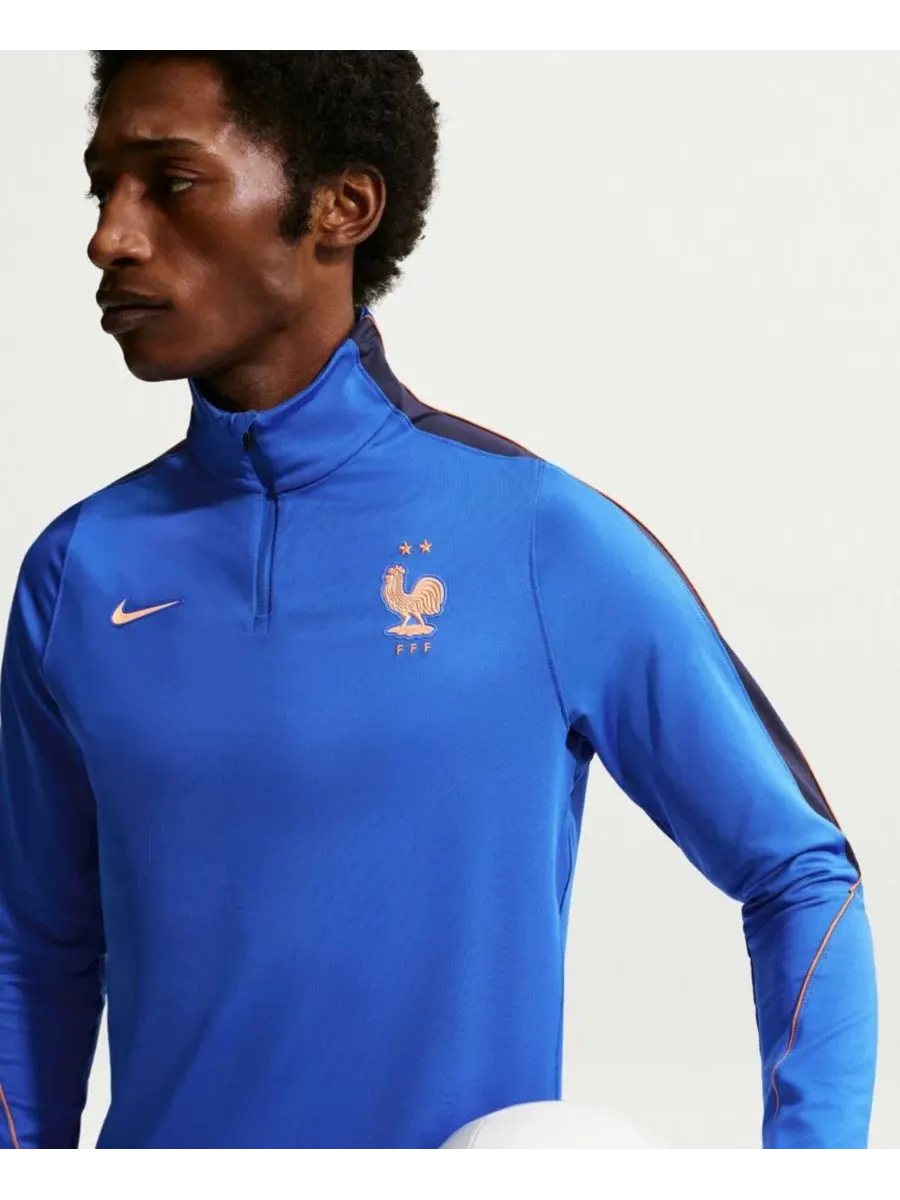 Мужской топ для тренировок с четвертью-молнией Nike Dri-FIT France National Team 2026 Strike — изображение 3 из 5, синий