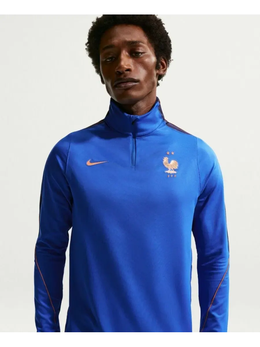 Мужской топ для тренировок с четвертью-молнией Nike Dri-FIT France National Team 2026 Strike — изображение 4 из 5, синий