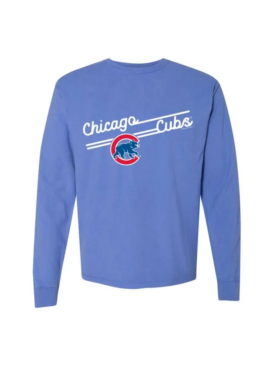 Футболка длинным рукавом с командным принтом Chicago Cubs Soft As A Grape — изображение 1 из 1, светлый синий