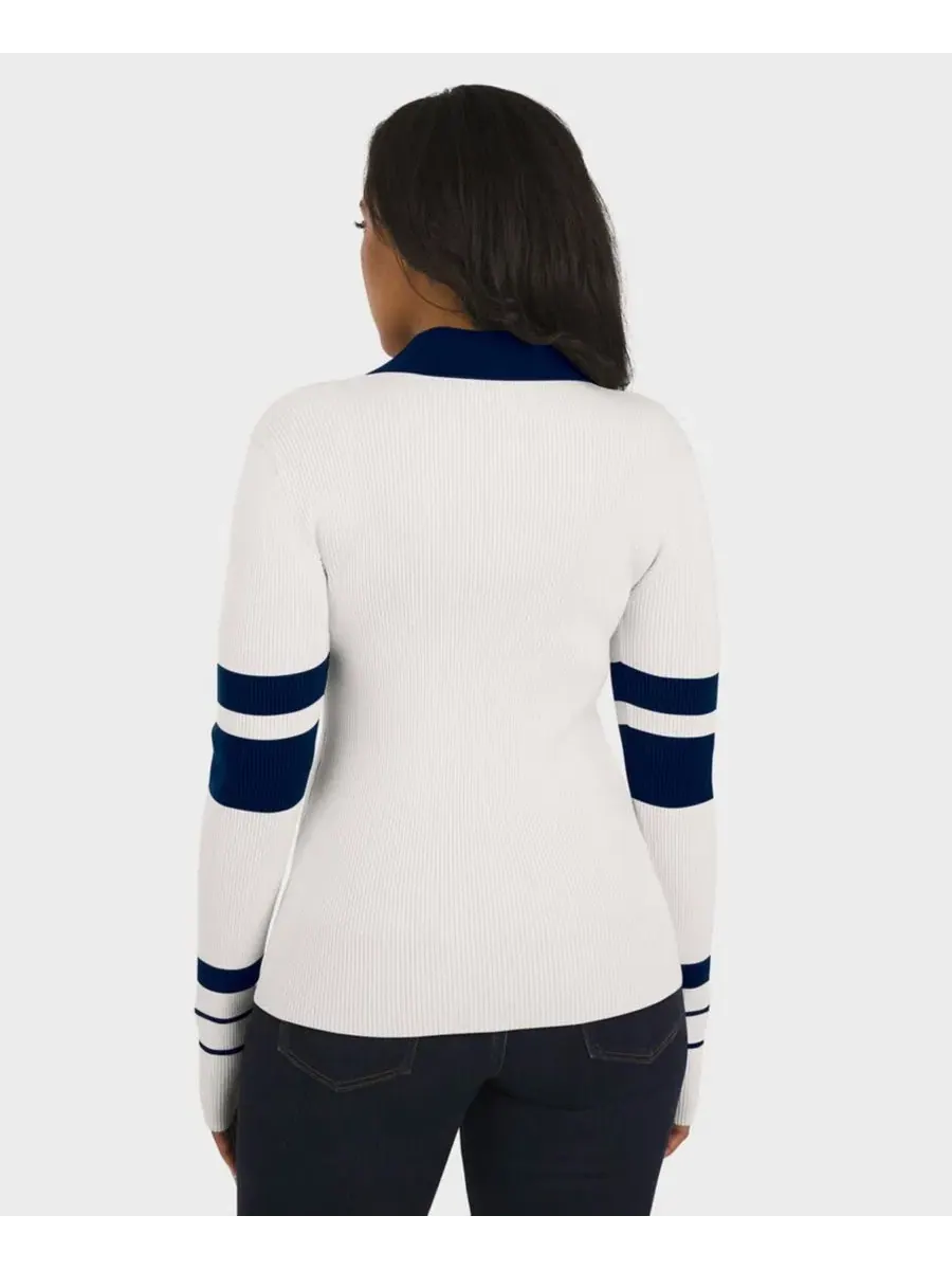 Женский свитер поло из рибаны с патчами Dallas Cowboys WEAR by Erin Andrews — изображение 5 из 5, белый