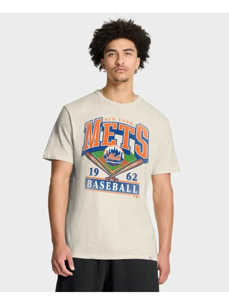 Футболка с винтажным принтом New York Mets Fanatics — изображение 1 из 5, бежевый