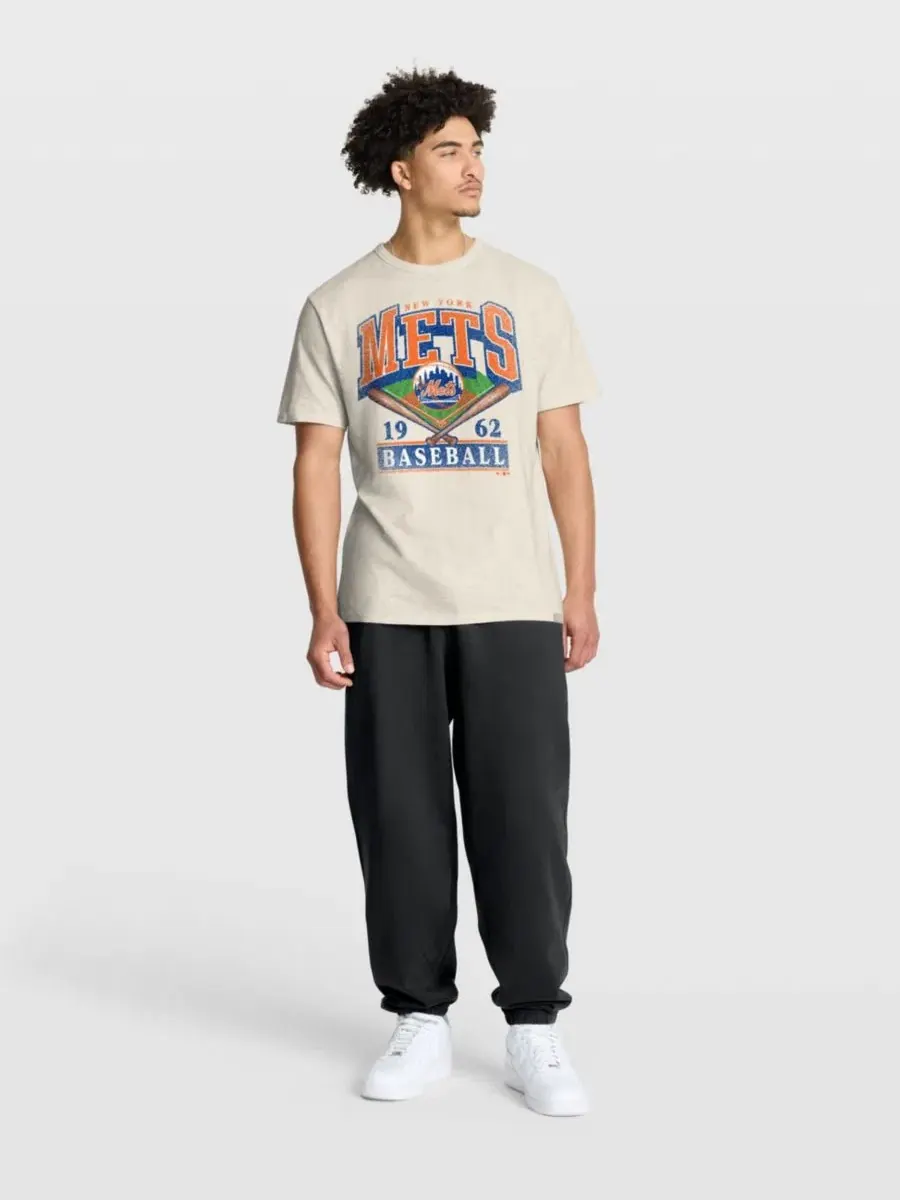 Футболка с винтажным принтом New York Mets Fanatics — изображение 5 из 5, бежевый