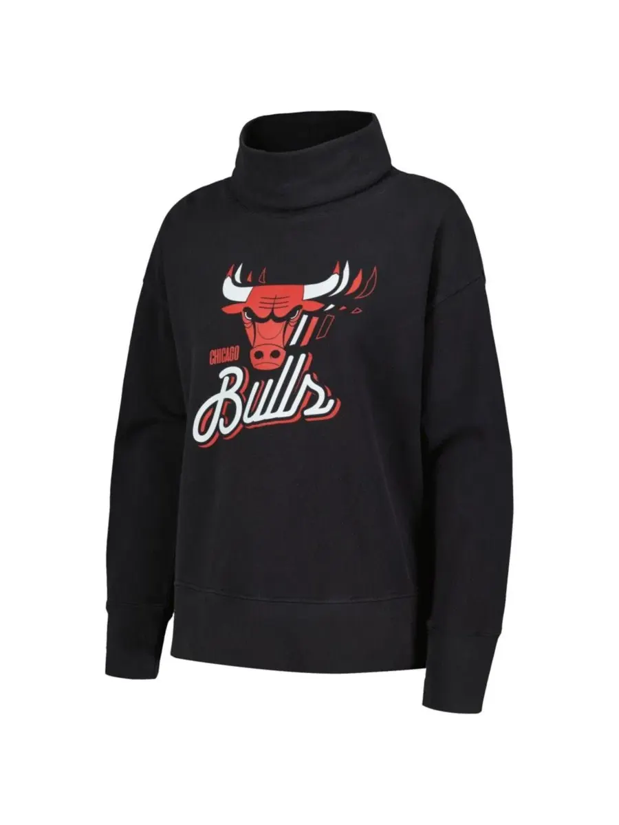 Женский свитшот-пуловер с принтом Chicago Bulls Sunset LevelWear — изображение 3 из 3, черный