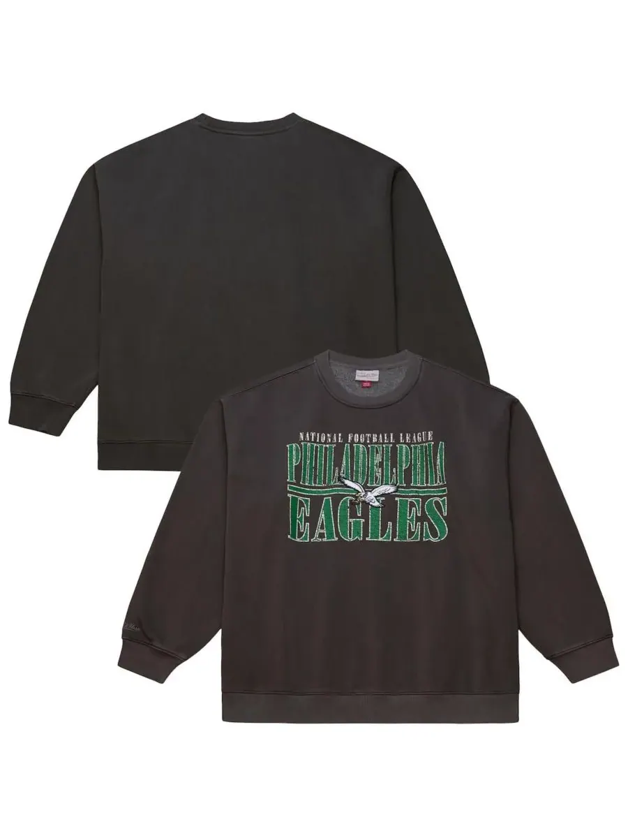 Mitchell & Ness Мужская черная толстовка Philadelphia Eagles Downtown Crew с винтажным логотипом — изображение 1 из 4, черный