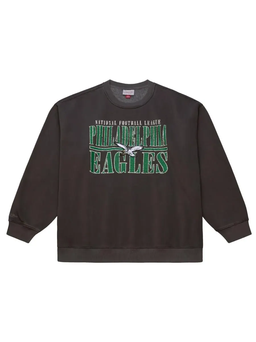 Mitchell & Ness Мужская черная толстовка Philadelphia Eagles Downtown Crew с винтажным логотипом — изображение 4 из 4, черный