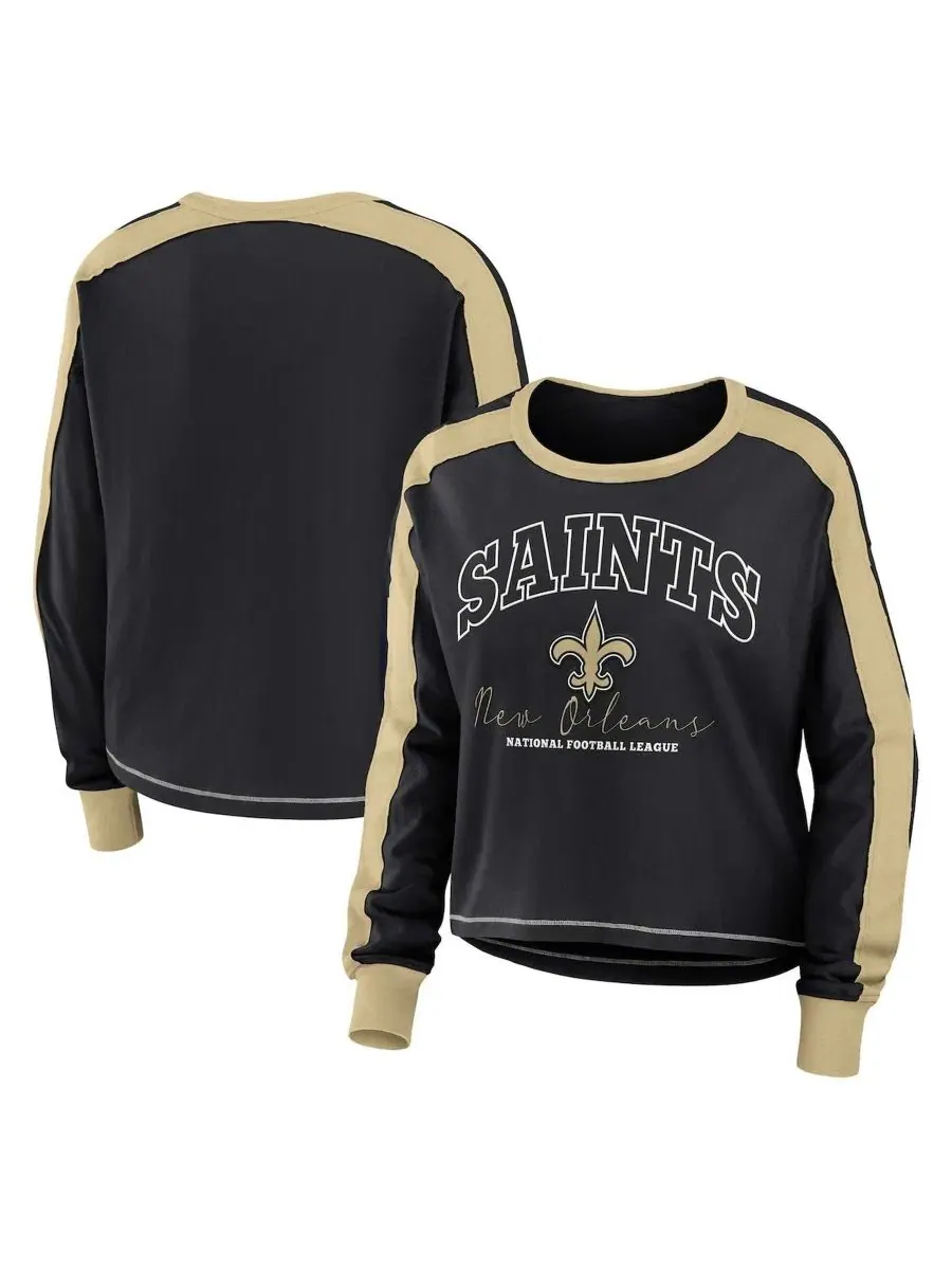 Футболка с длинным рукавом, с контрастными вставками, New Orleans Saints WEAR by Erin Andrews — изображение 1 из 3, черный