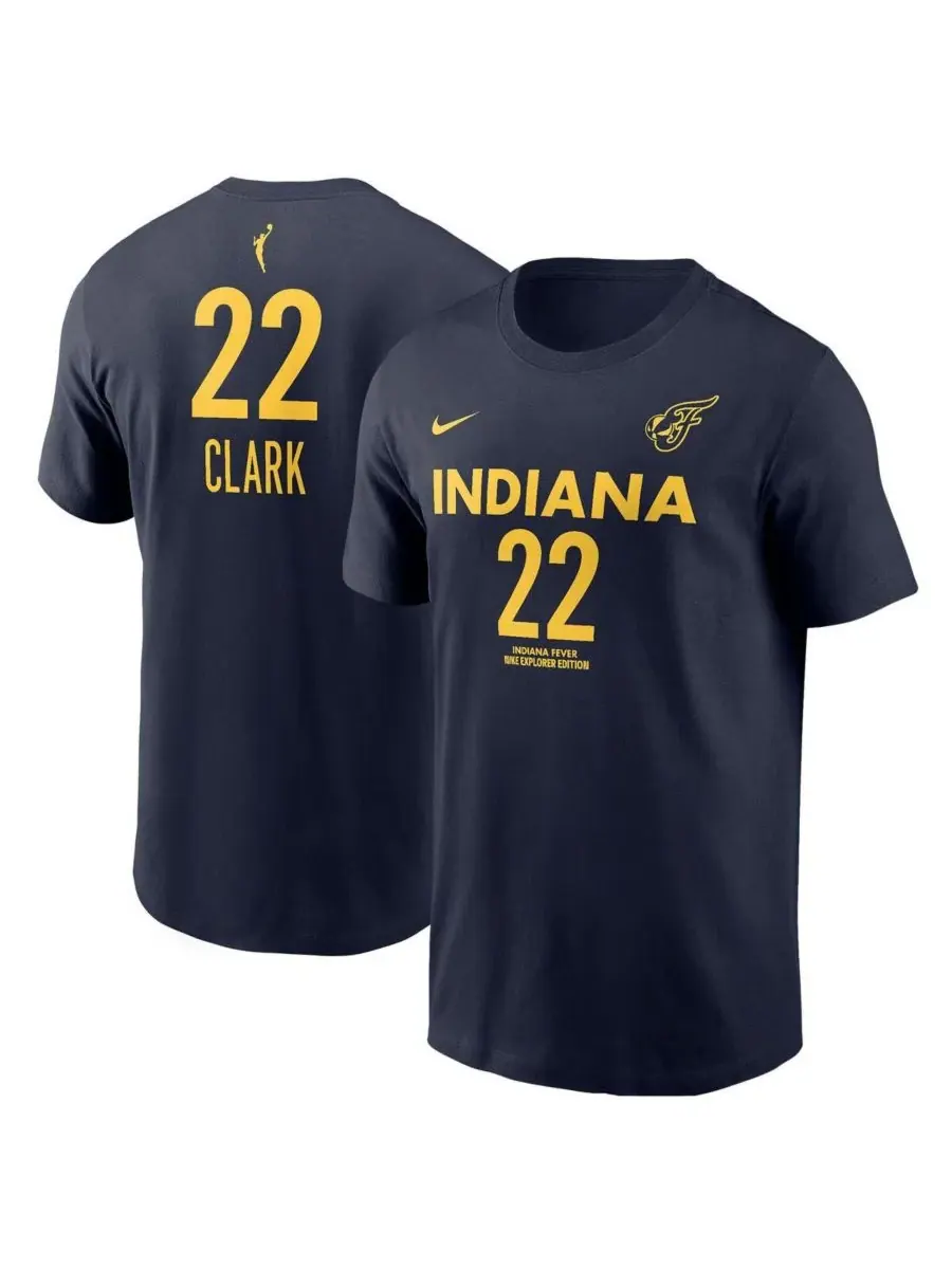 Nike Мужская и женская футболка Caitlin Clark Navy Indiana Fever 2024 WNBA Draft Explorer Edition с — изображение 1 из 3
