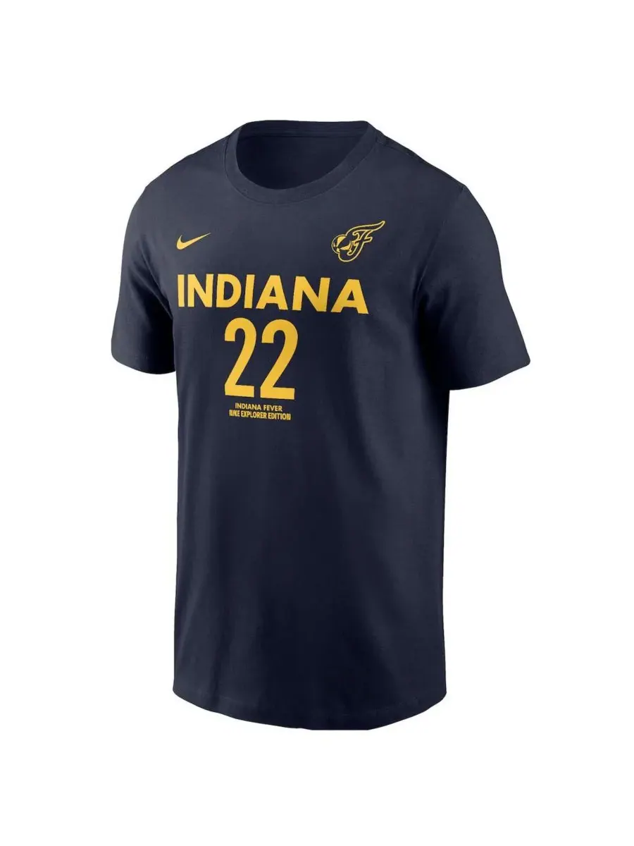 Nike Мужская и женская футболка Caitlin Clark Navy Indiana Fever 2024 WNBA Draft Explorer Edition с — изображение 2 из 3