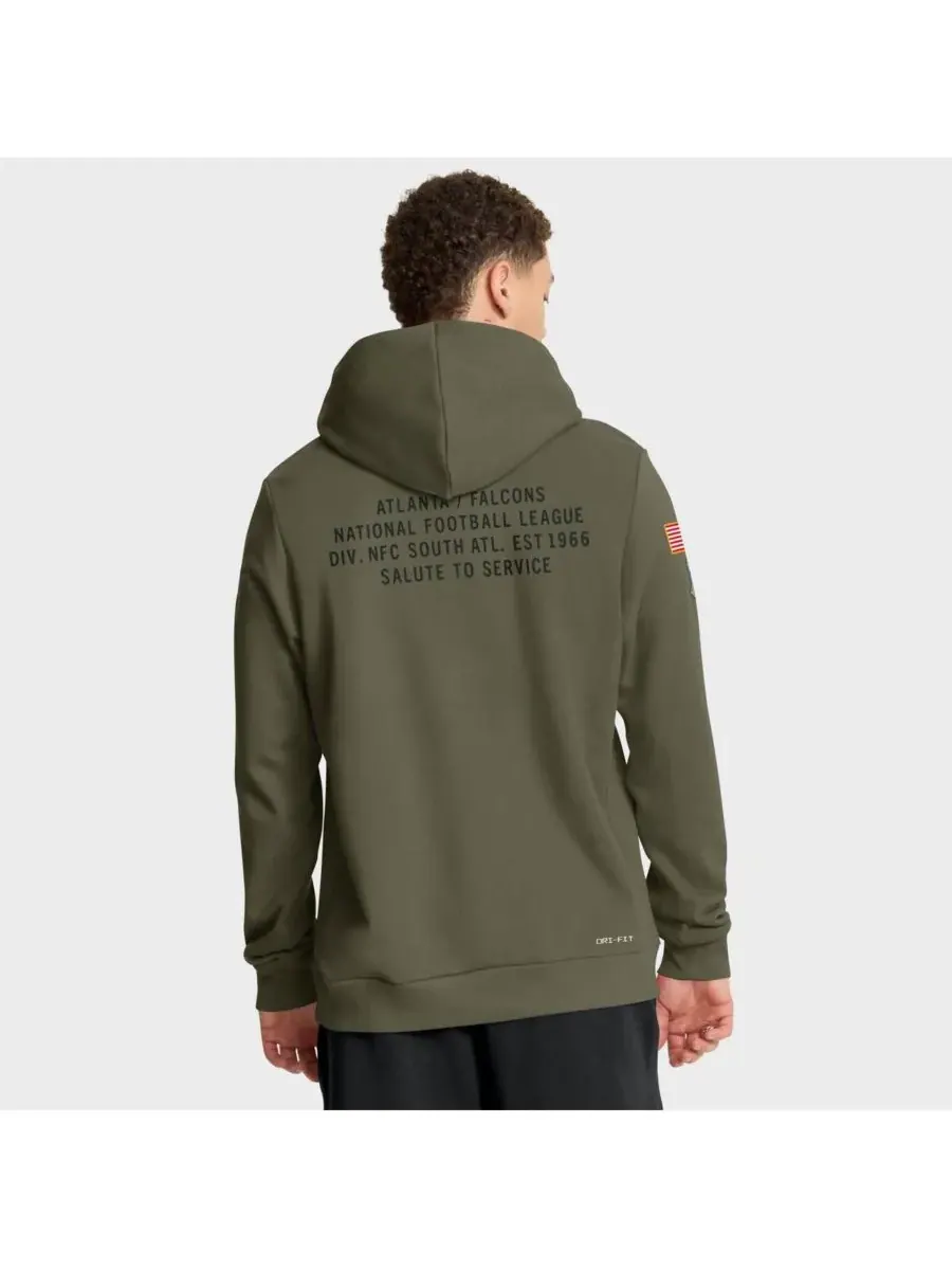 Nike Мужская толстовка Olive Atlanta Falcons 2025 Salute to Service Sideline Standard Issue Dri-FIT — изображение 2 из 5