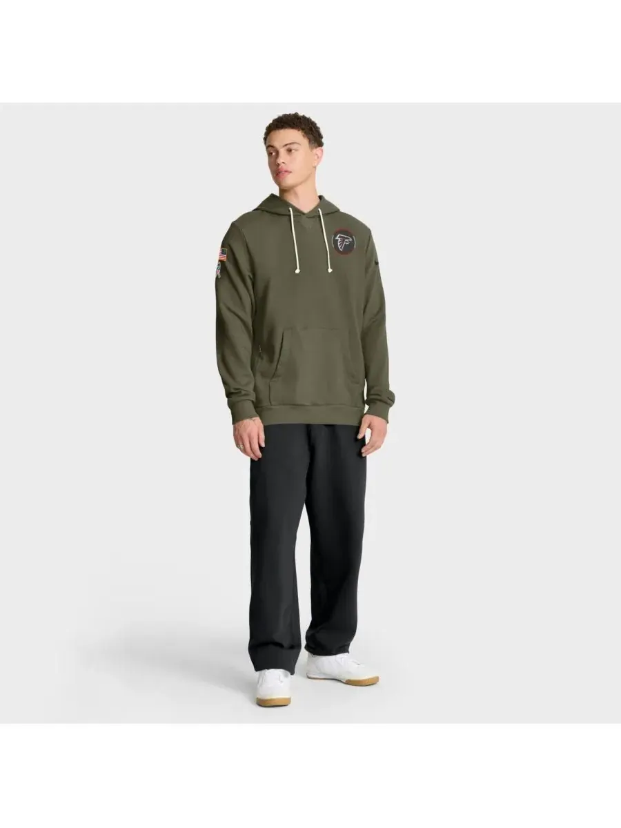 Nike Мужская толстовка Olive Atlanta Falcons 2025 Salute to Service Sideline Standard Issue Dri-FIT — изображение 3 из 5