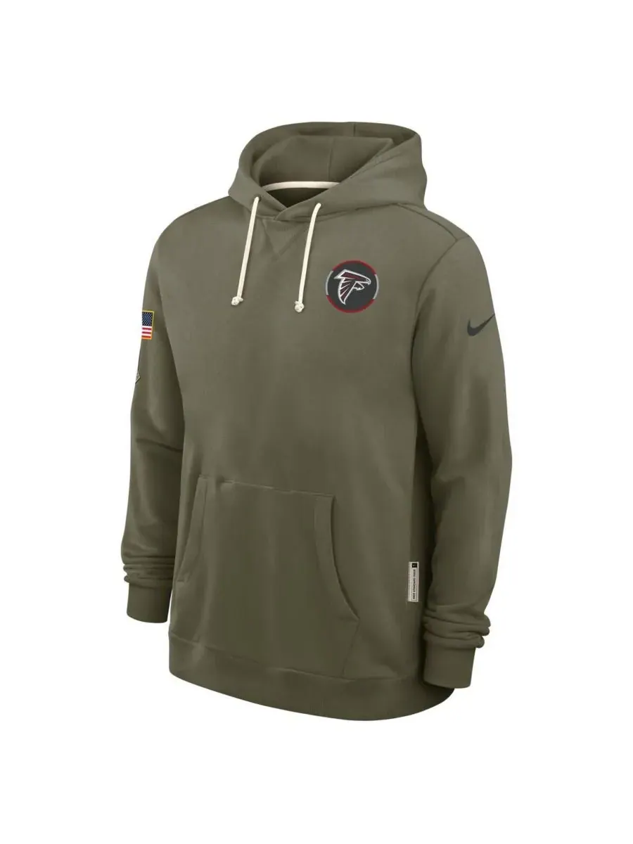 Nike Мужская толстовка Olive Atlanta Falcons 2025 Salute to Service Sideline Standard Issue Dri-FIT — изображение 4 из 5